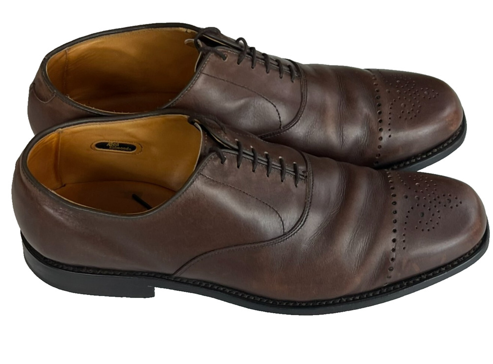 Allen Edmonds Dress Shoes Mens 9.5D Dryden Brown Leather Cap Toe Brogue Oxfords